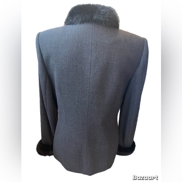 Kasper Gray Lined Button Up Jacket/blazer With Detachable Faux Fur Wool Size 6 - Picture 3 of 5